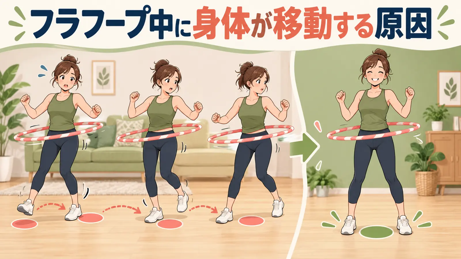 フラフープ中に身体が移動する原因