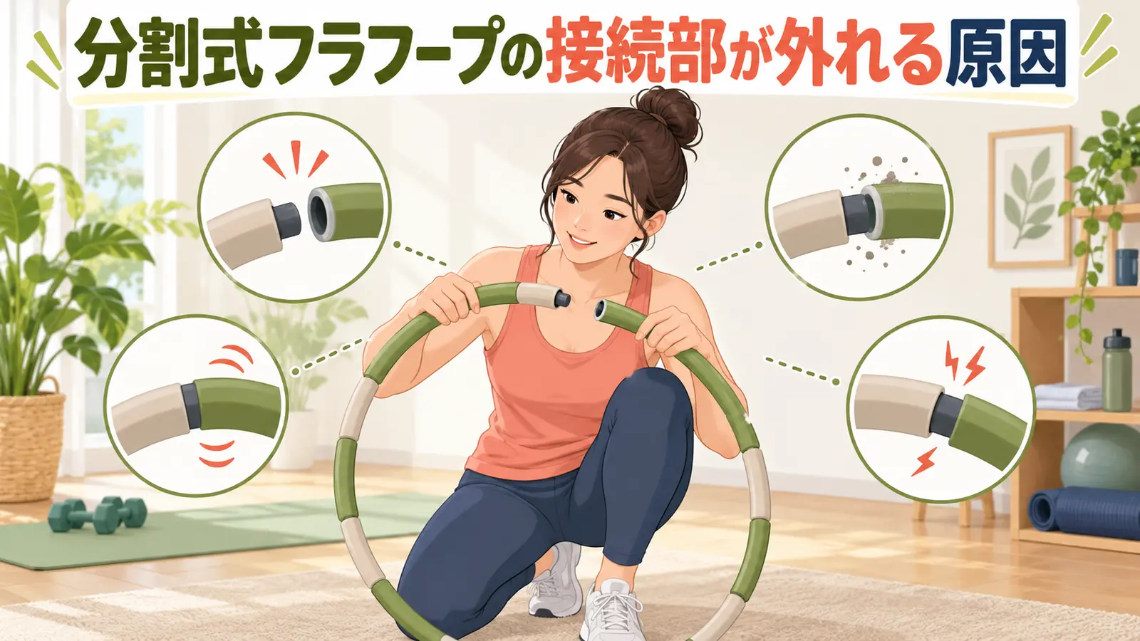 分割式フラフープの接続部が外れる原因