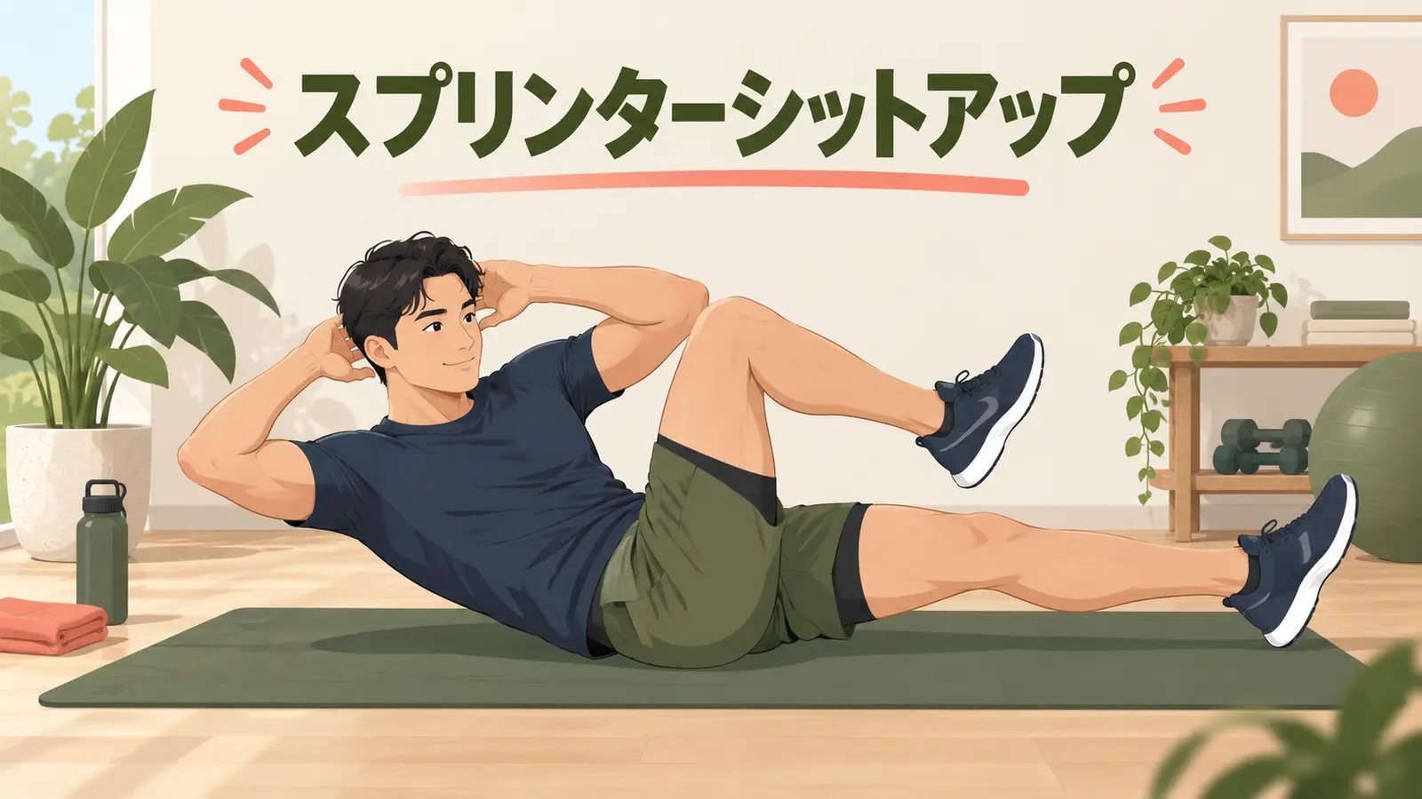 スプリンターシットアップの正しいフォームを紹介するアイキャッチ