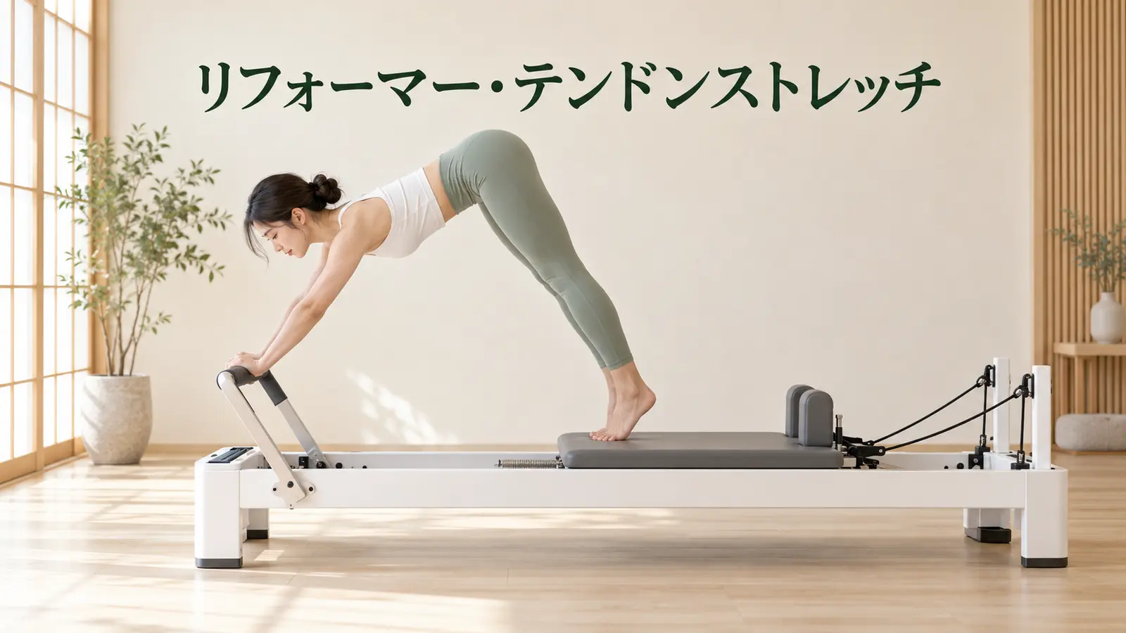 リフォーマー・テンドンストレッチの完成姿勢