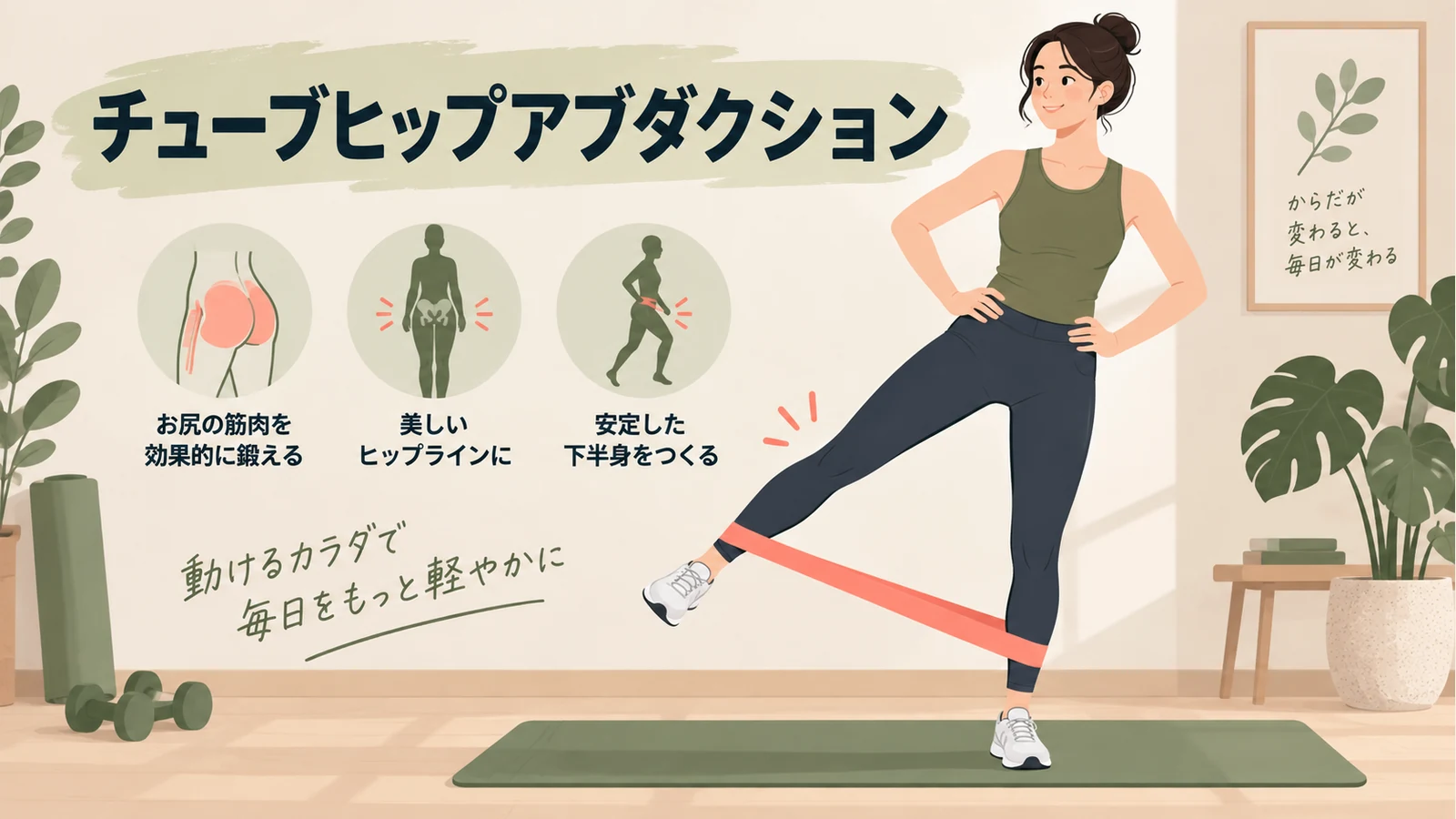 チューブヒップアブダクションのやり方を示すアイキャッチ