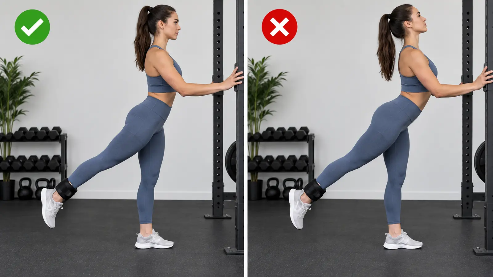 ankle-weight-hip-extensionの正しいフォームと注意例