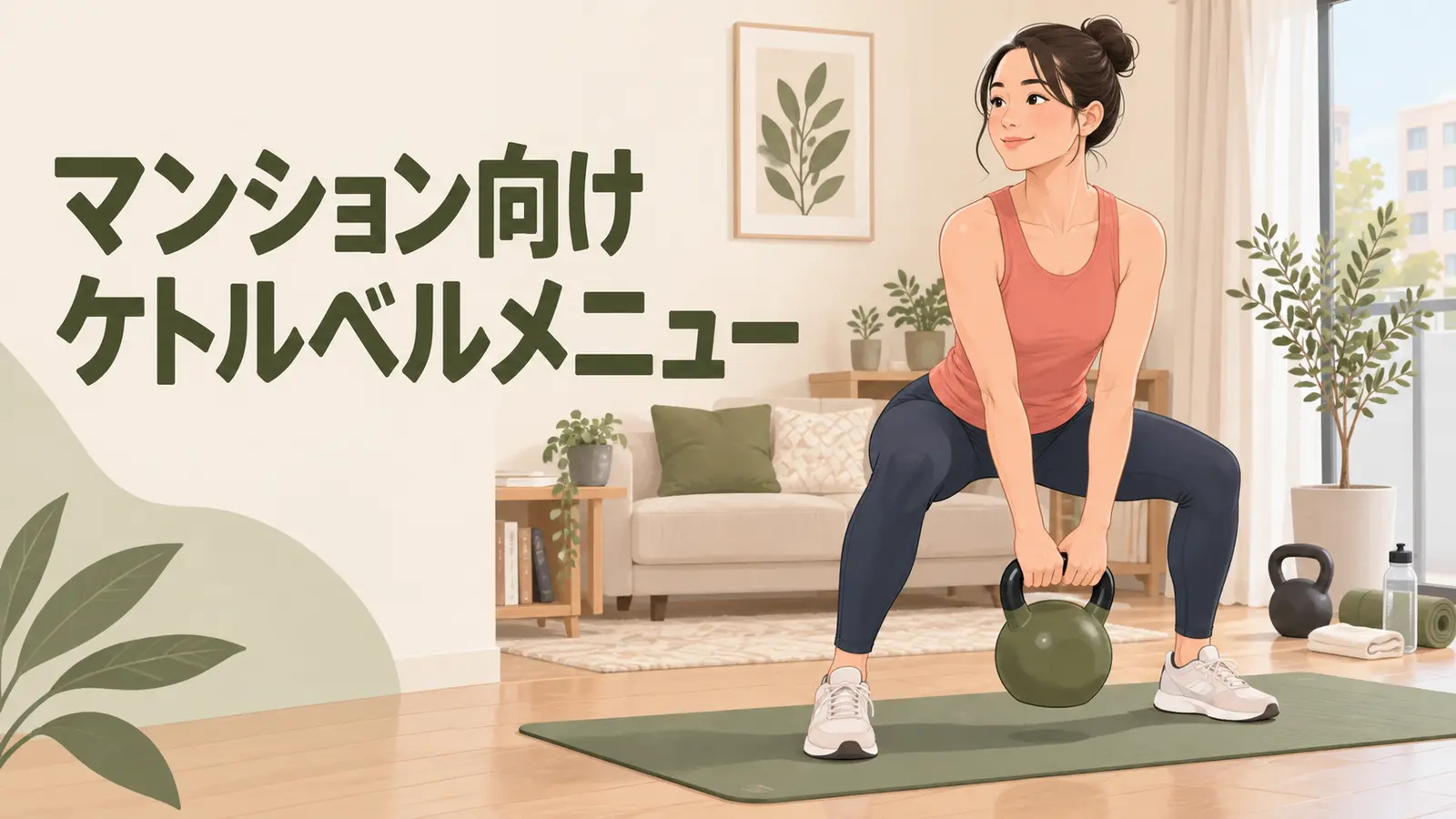 マンション向けケトルベルメニューの内容を表すアイキャッチイラスト