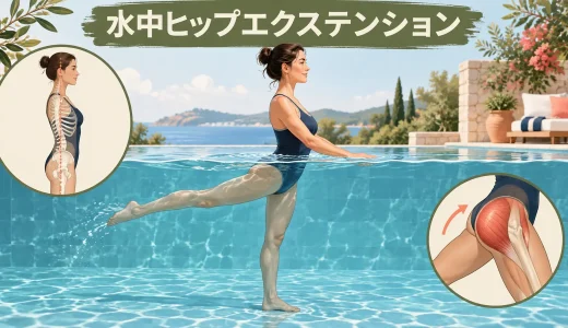 水中ヒップエクステンション｜腰を反らさず脚を後ろへ動かす方法