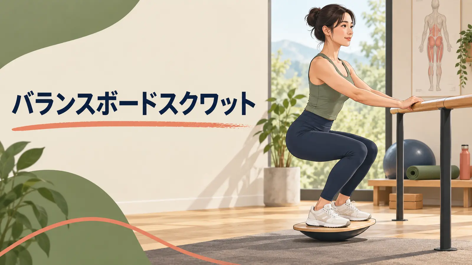 バランスボードスクワットのやり方