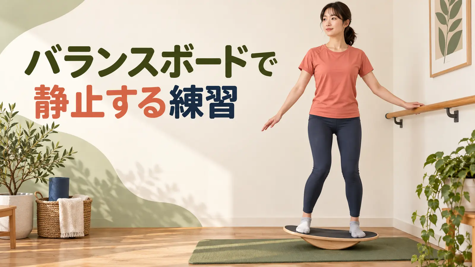 バランスボードで静止する練習