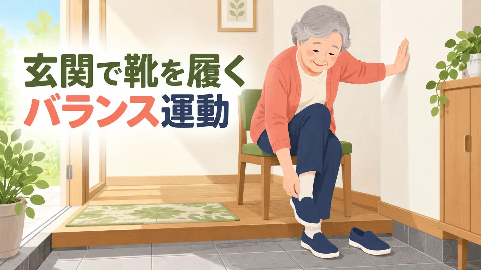立って靴を履くバランスを解説するアイキャッチ画像