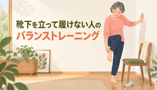 靴下を立って履けない人のバランストレーニング｜安全な練習と座る判断