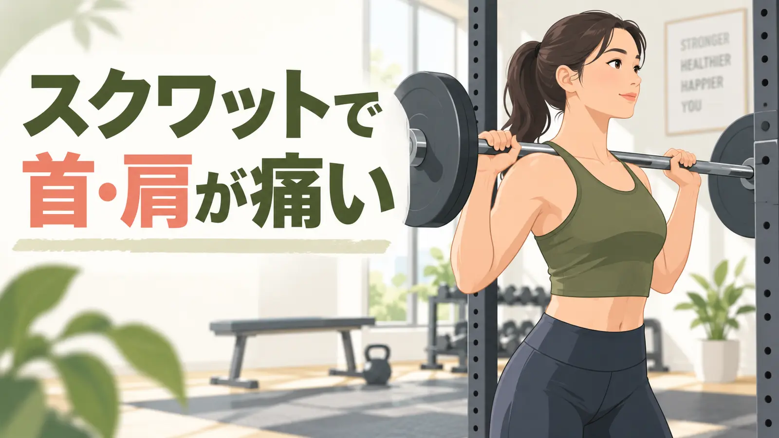 バーベルスクワットの担ぎ位置を確認するアイキャッチ