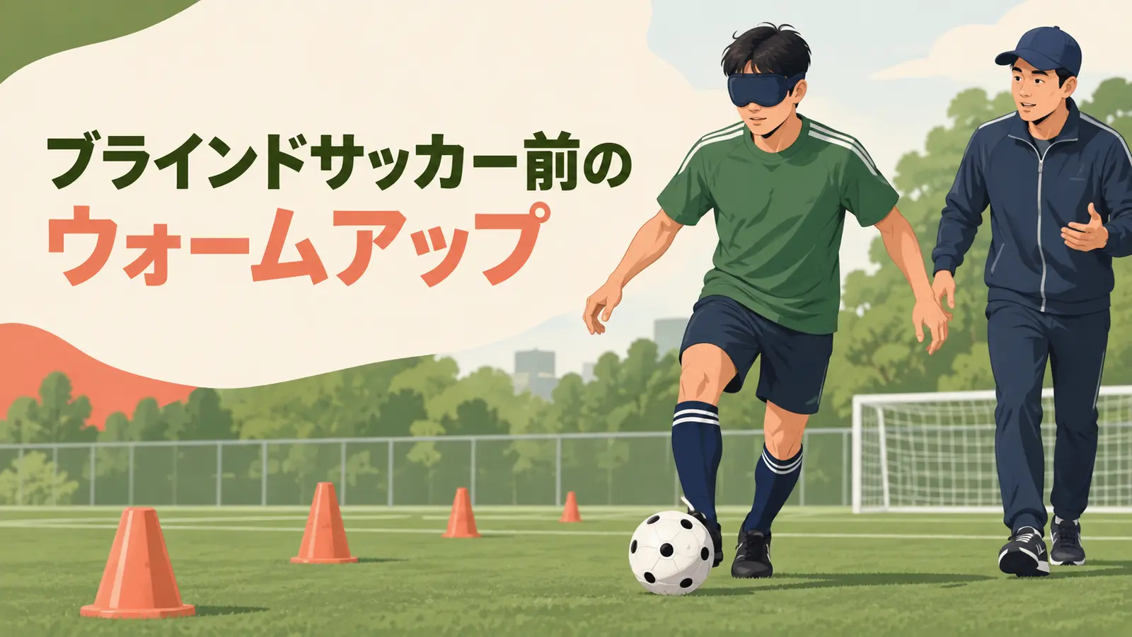 ブラインドサッカー前にウォームアップを行う様子