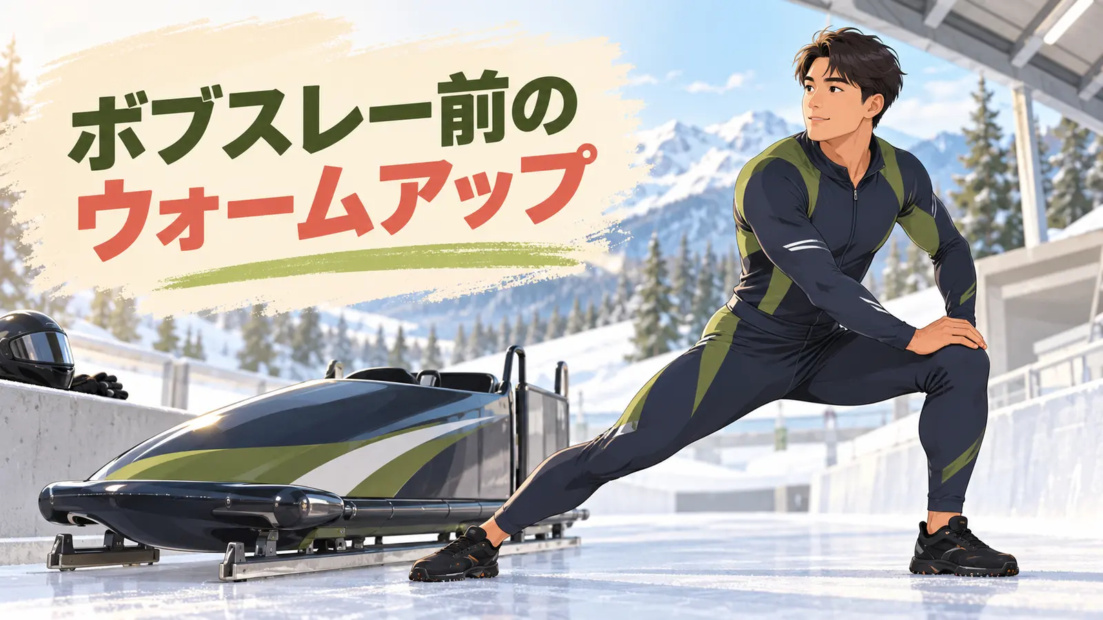 ボブスレー前にウォームアップを行う様子
