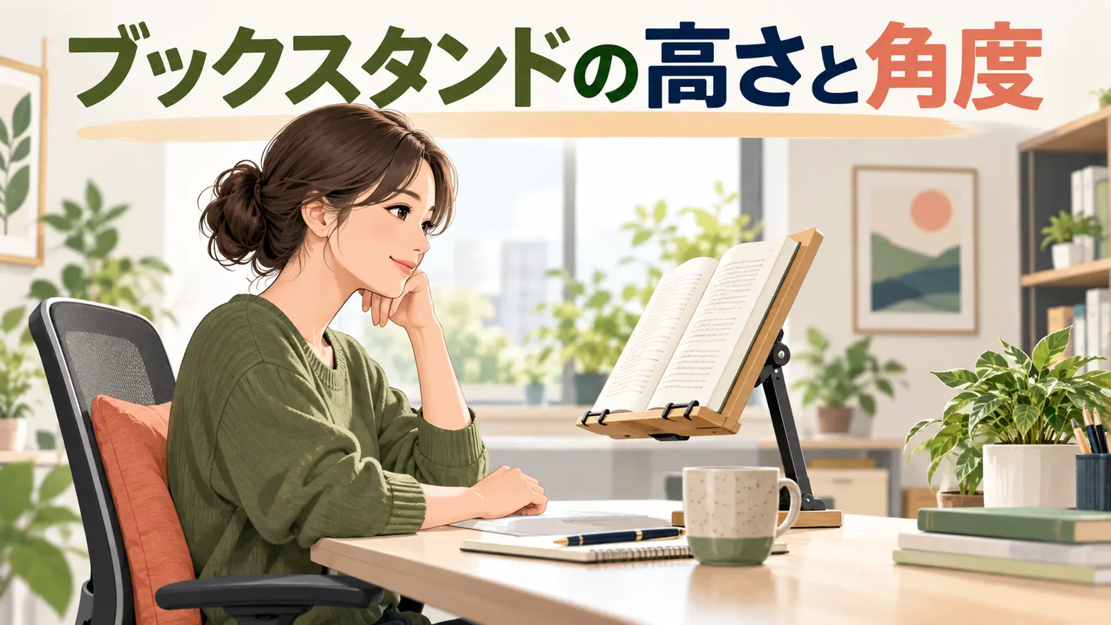 ブックスタンドを無理なく使う配置