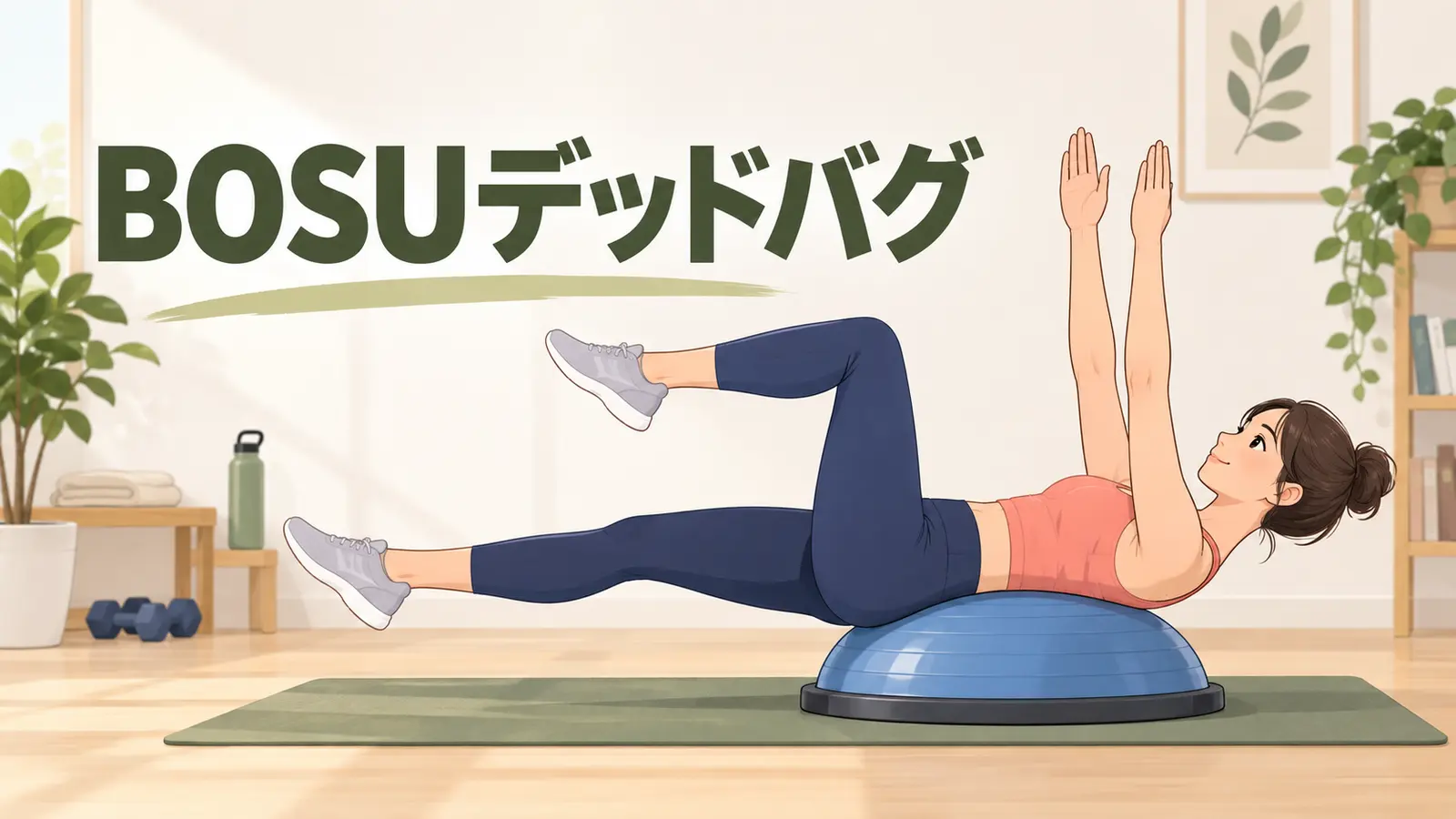 BOSUデッドバグの安全なやり方を示すイラスト