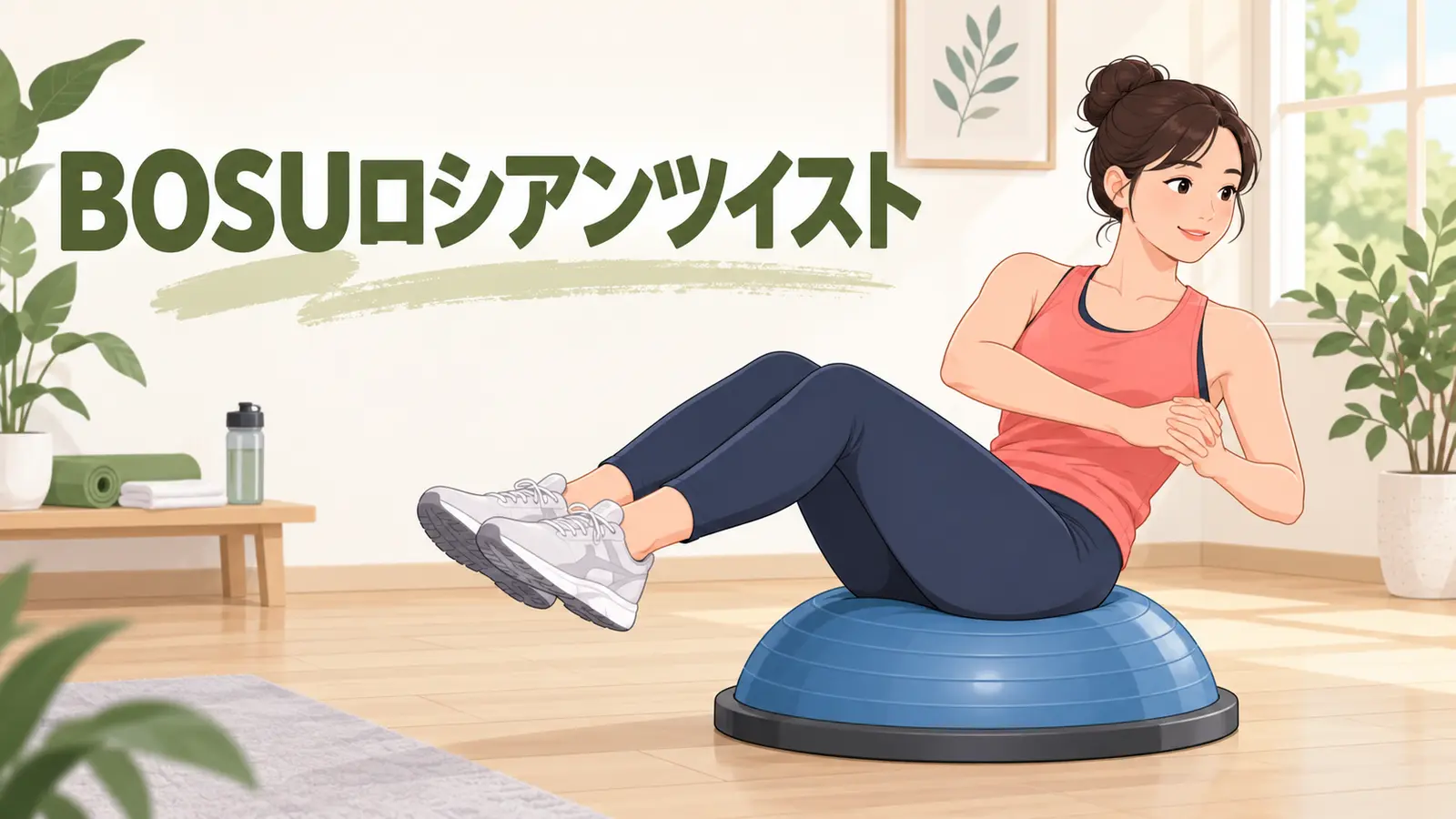 BOSUロシアンツイストの安全なやり方を示すイラスト