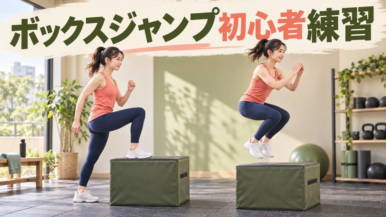 低いプライオボックスから段階的に練習する初心者