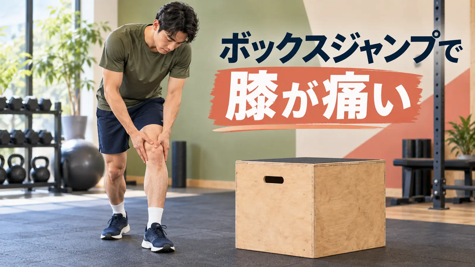 ボックスジャンプを止めて膝の向きを確認する様子