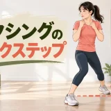 足を交差させず後方へ移動するバックステップ