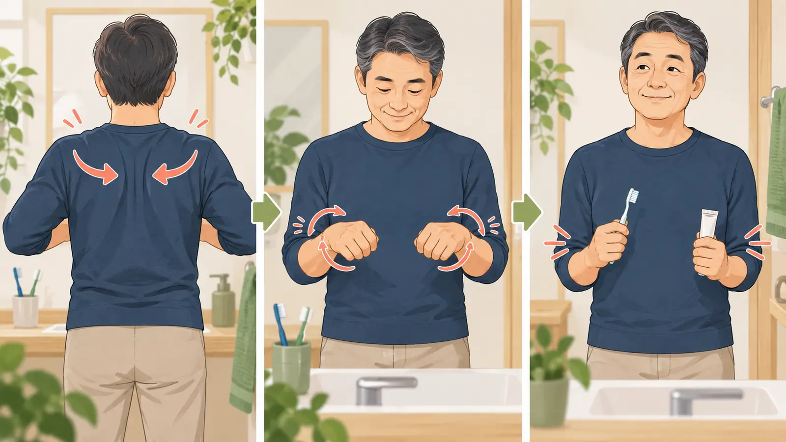 歯磨きで腕が疲れにくい運動に備える運動