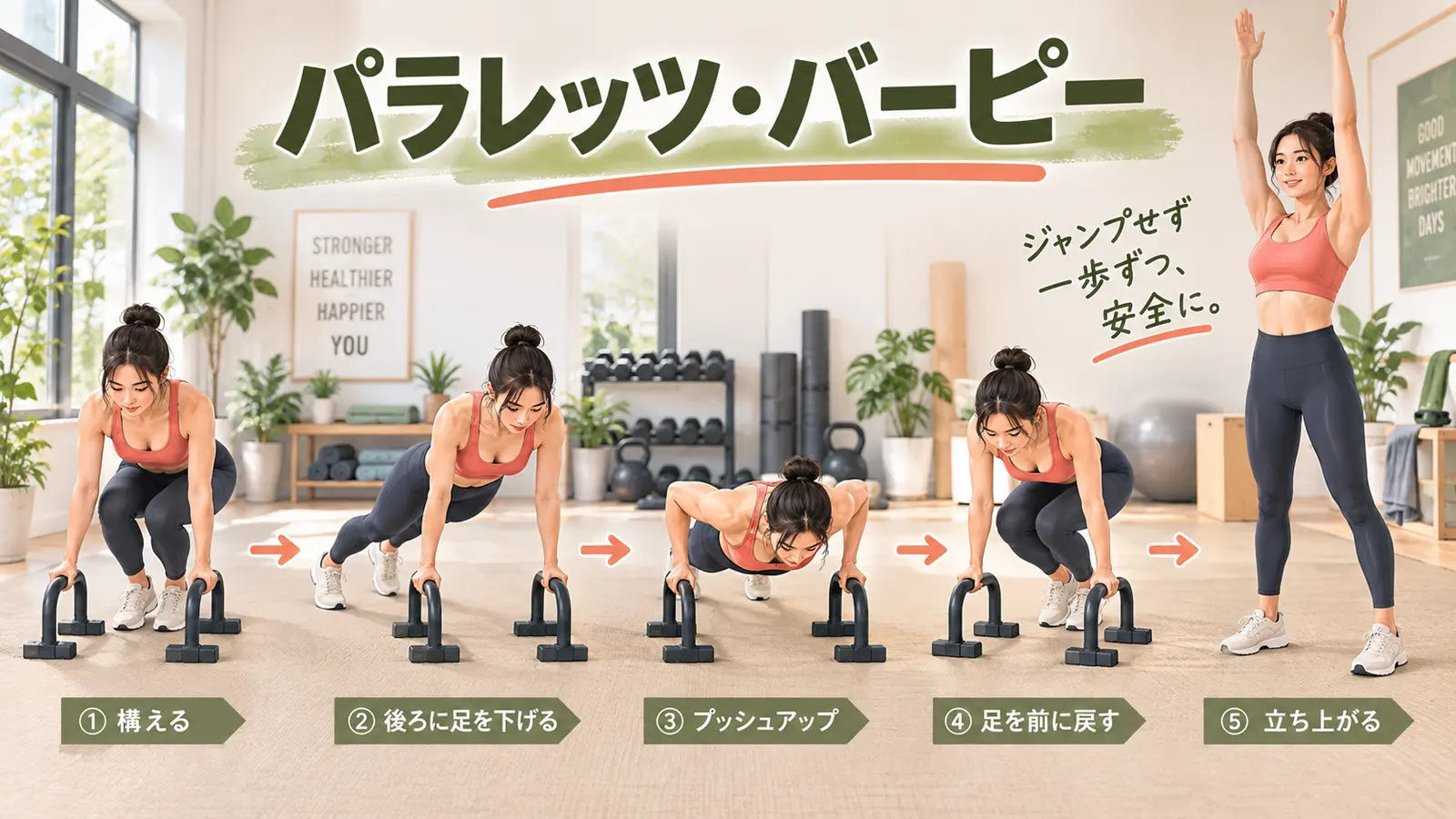 パラレッツ・バーピーのフォームと段階練習