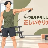 ケーブルラテラルレイズを正しい姿勢で行うイラスト