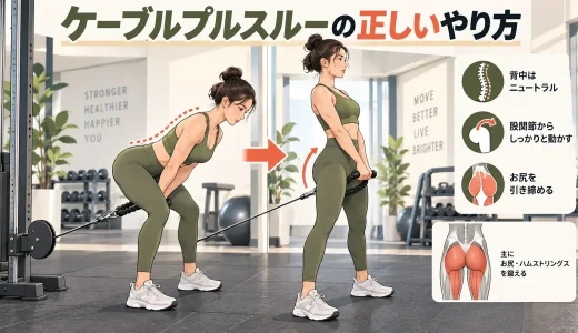 ケーブルプルスルーのやり方｜ロープ位置とお尻に効かせるヒップヒンジ
