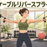 cable reverse flyのフォームを示すイラスト