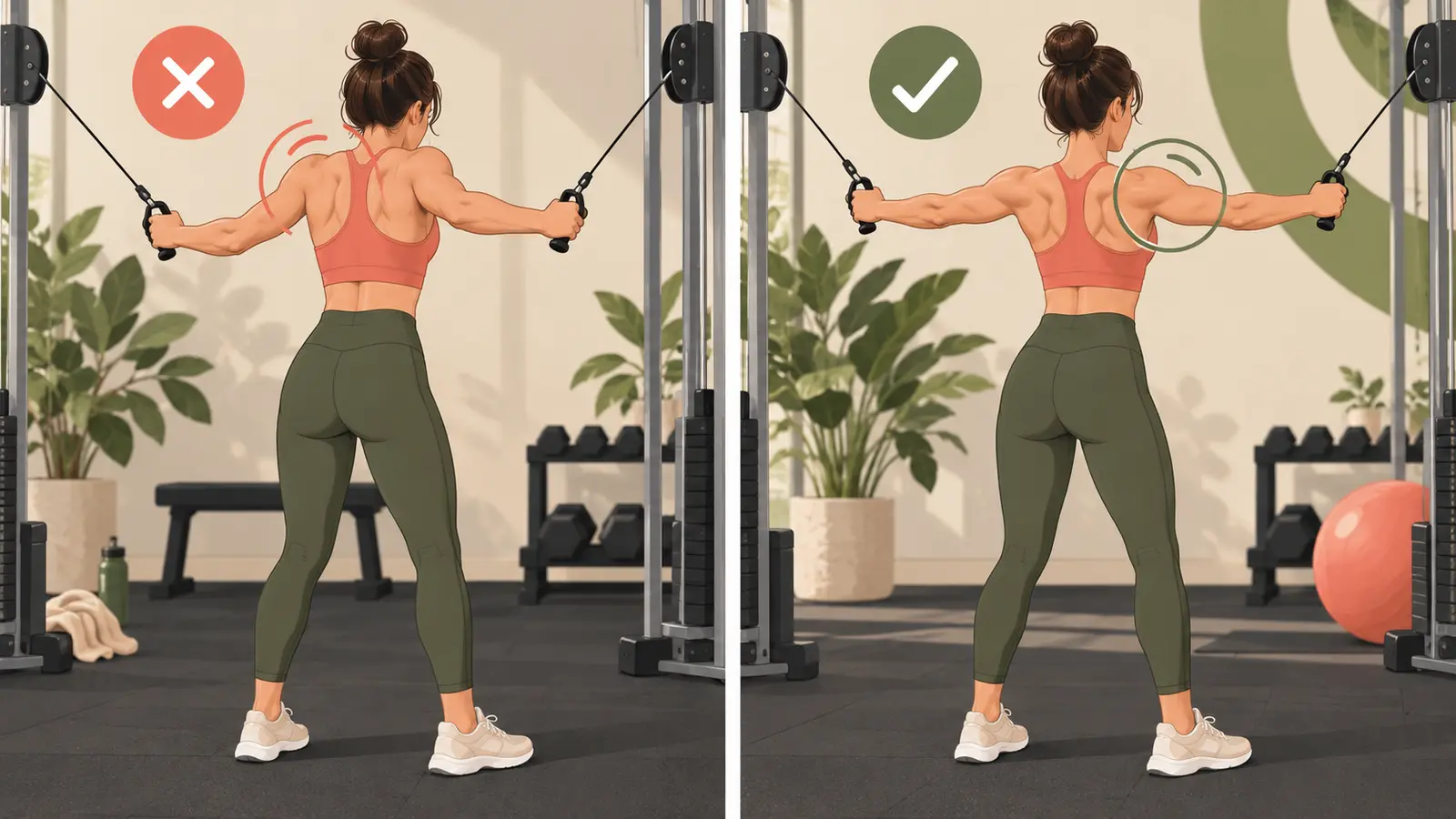ケーブルリバースフライの設定とフォームを示すイラスト