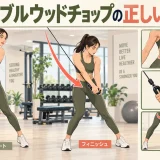 cable wood chopのフォームを示すイラスト