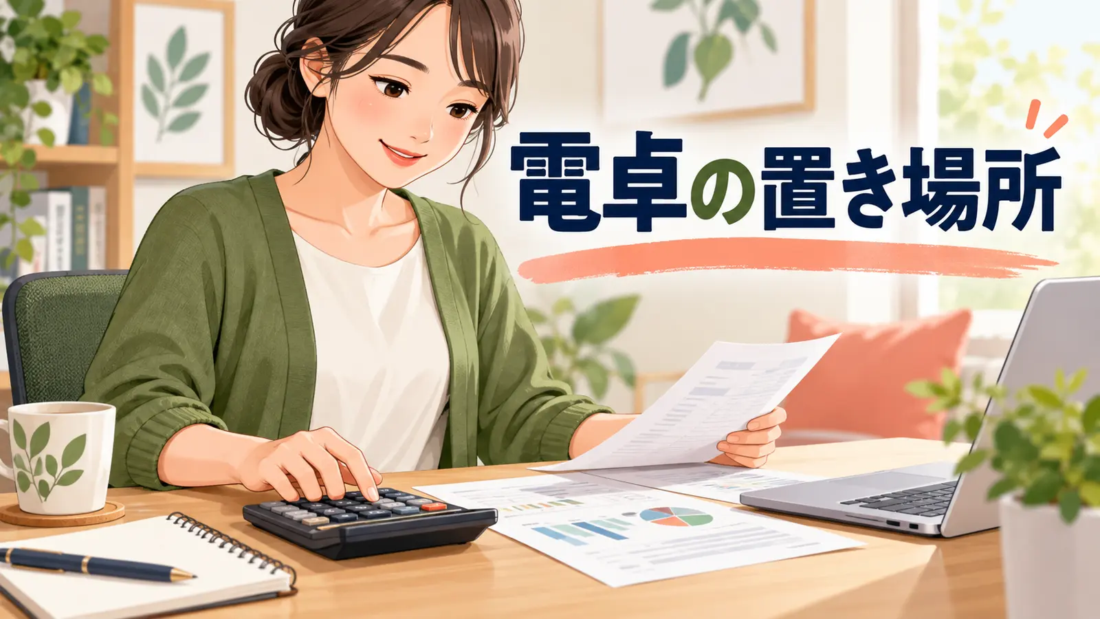 電卓を無理なく使う配置
