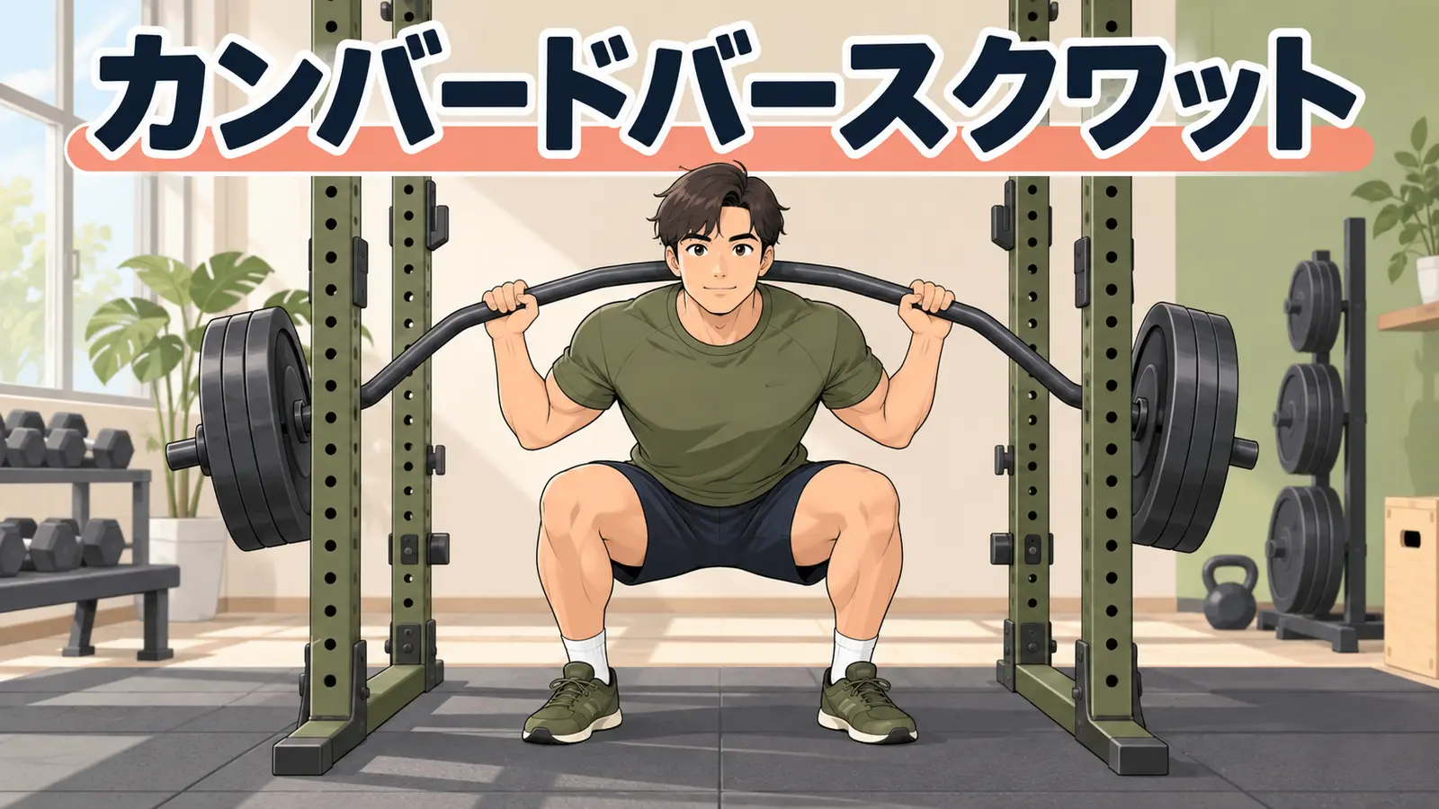 カンバードバースクワットを行う様子
