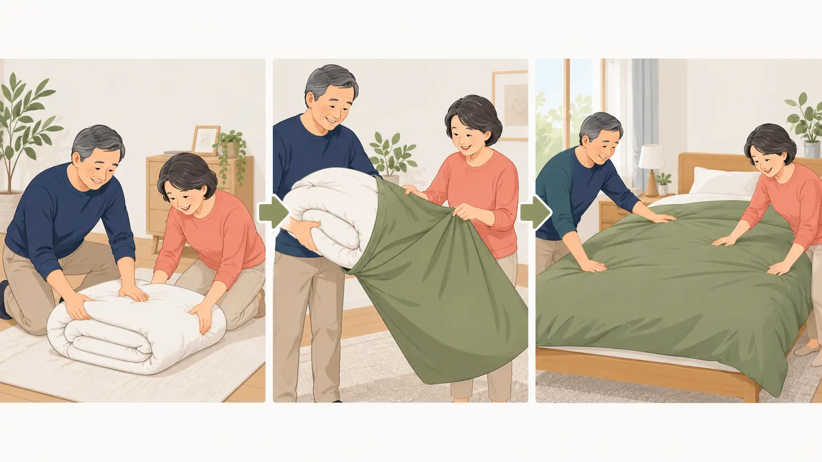 布団カバー交換を楽にする筋トレに備える運動