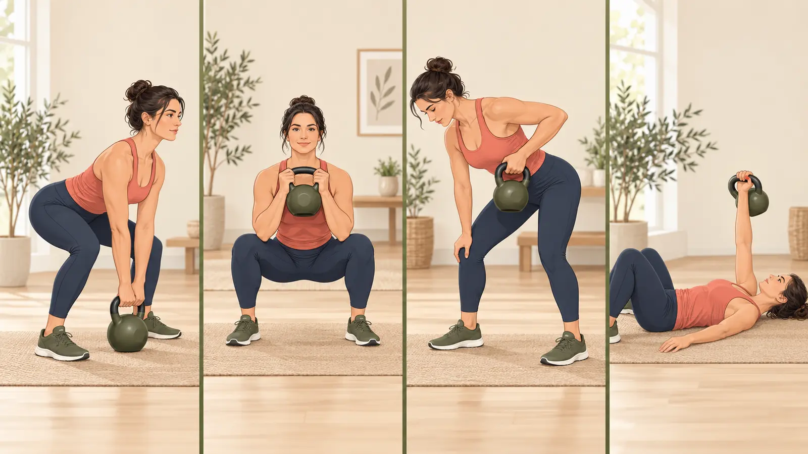 ケトルベルサーキットトレーニングで行う4種目の構成イラスト