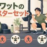 クラスターセットでバーベルスクワットを行う様子