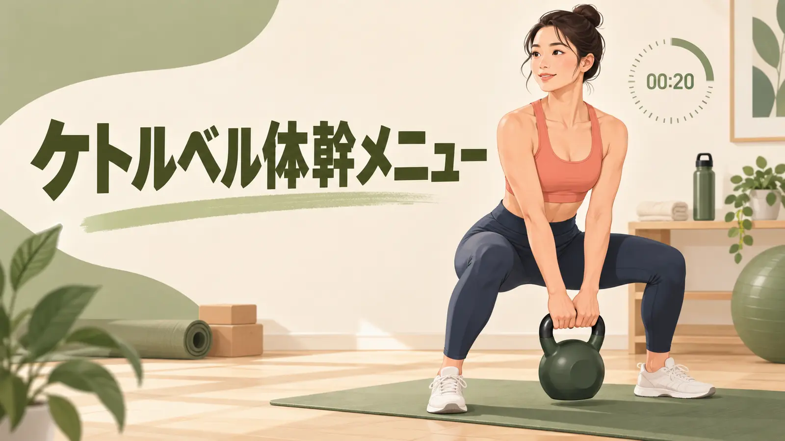 ケトルベル体幹メニューの内容を表すアイキャッチイラスト