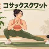 コサックスクワットの左右への動作手順のアイキャッチ