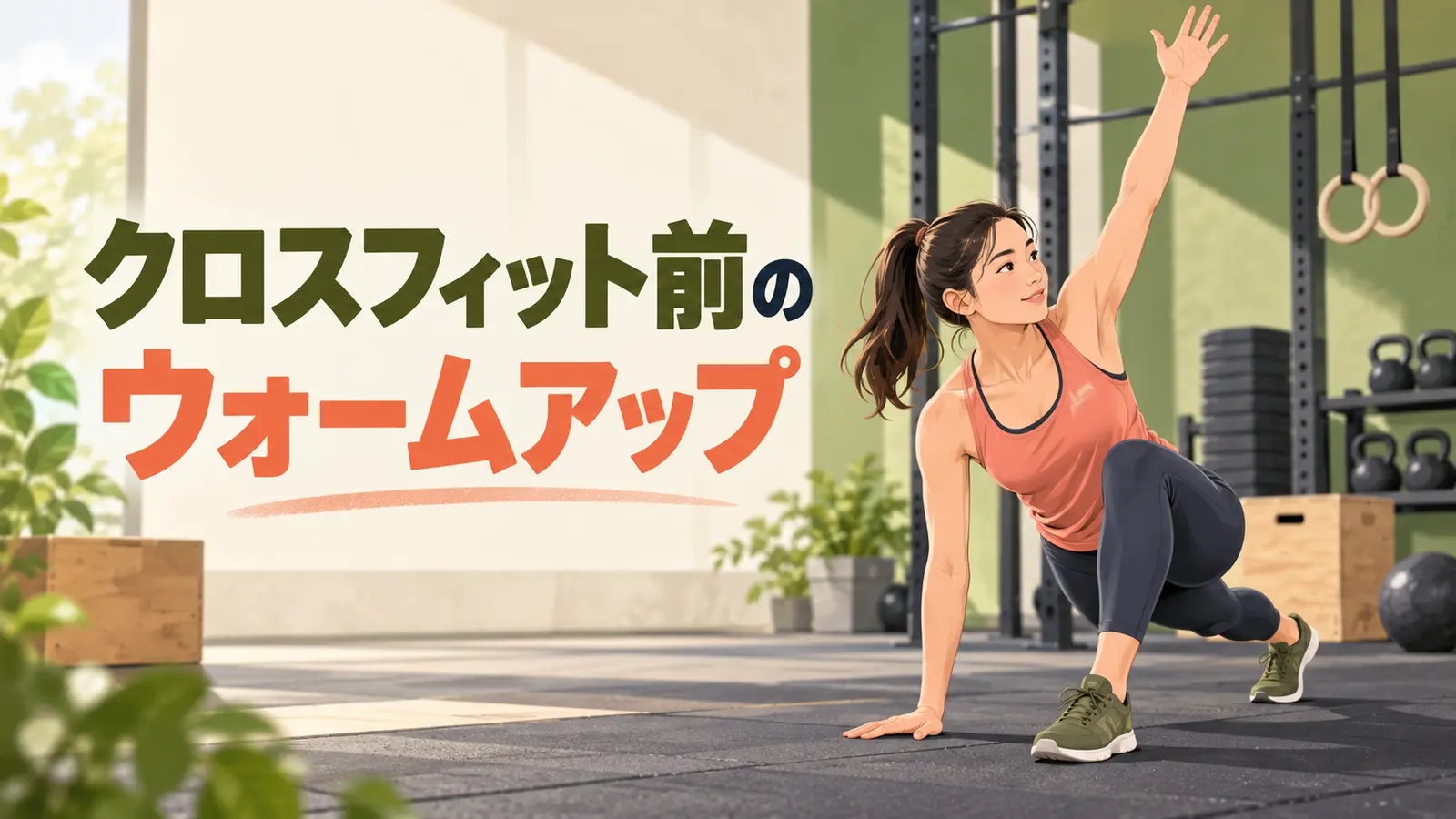 クロスフィット前にウォームアップを行う選手