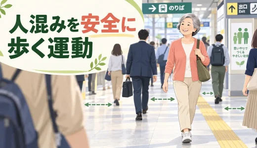 人混みを安全に歩くためのバランストレーニング｜中高年の歩幅・方向転換対策