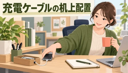 充電ケーブルの机上配置｜スマホや機器を取るたび姿勢を崩さない整理方法