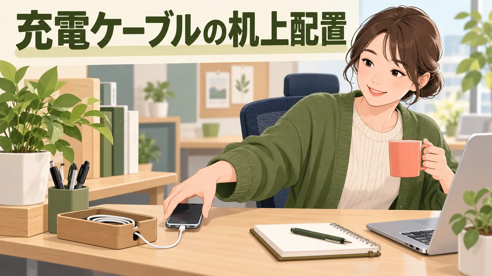 充電ケーブルを無理なく使う配置