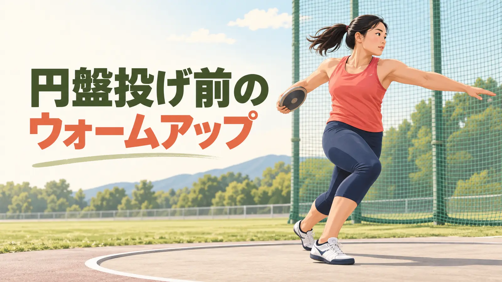 円盤投げ前に回旋動作を行う選手