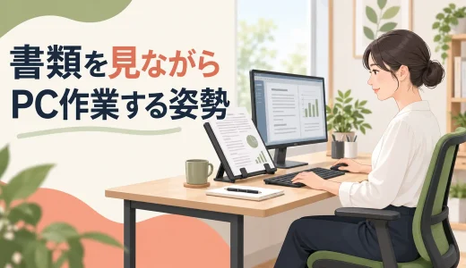 書類を見ながらパソコン作業する姿勢｜ドキュメントホルダーの使い方