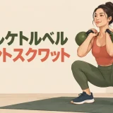 2個のケトルベルを胸前に保持したスクワット