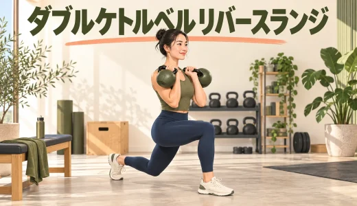 ダブルケトルベルリバースランジのやり方｜ラック姿勢で脚を鍛える