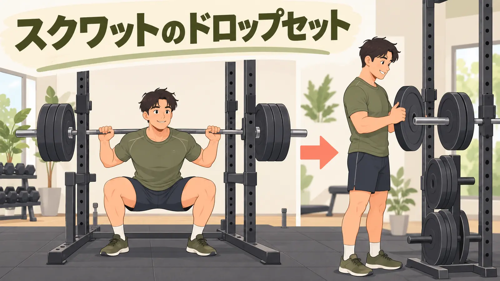 スクワットのドロップセットとは?安全な重量設定とやり方
