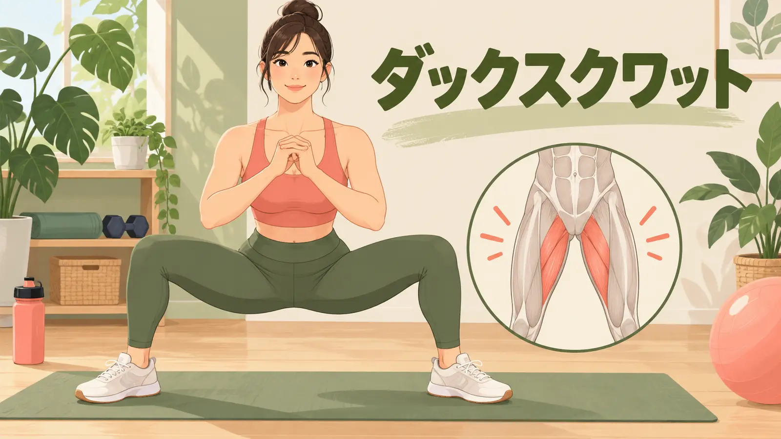 ダックスクワットのやり方：足幅・つま先・内ももへの効かせ方