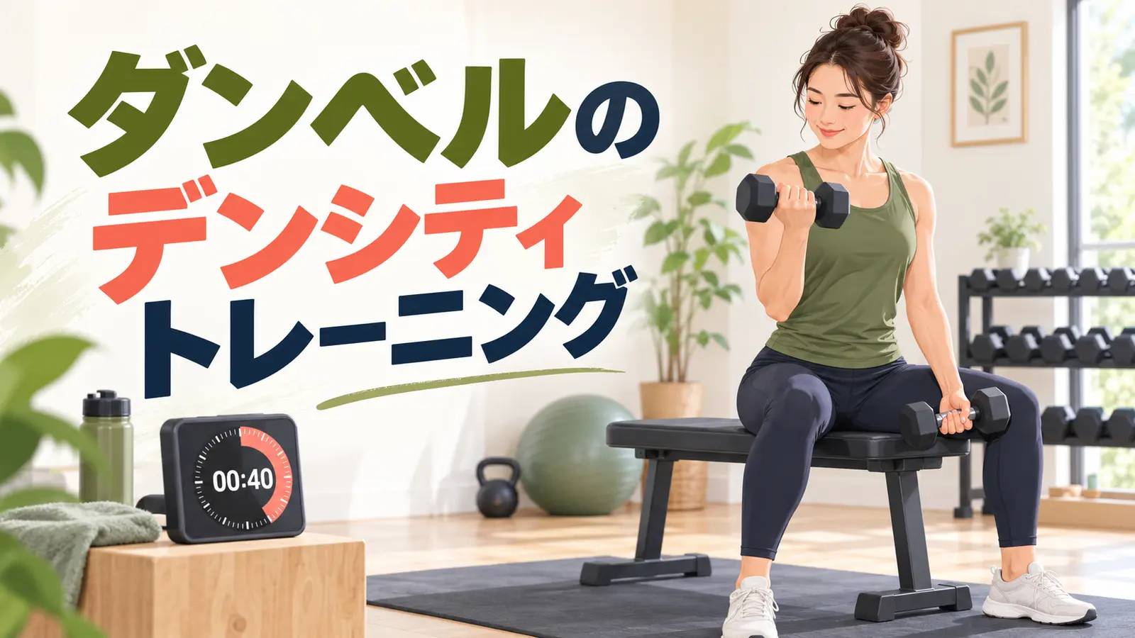 ダンベルのデンシティトレーニング|時間内のセット数を増やす方法を解説するアイキャッチ