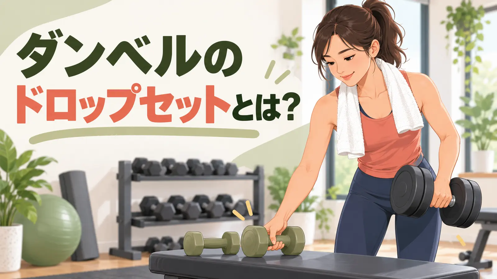重さを下げながらダンベルを行う様子