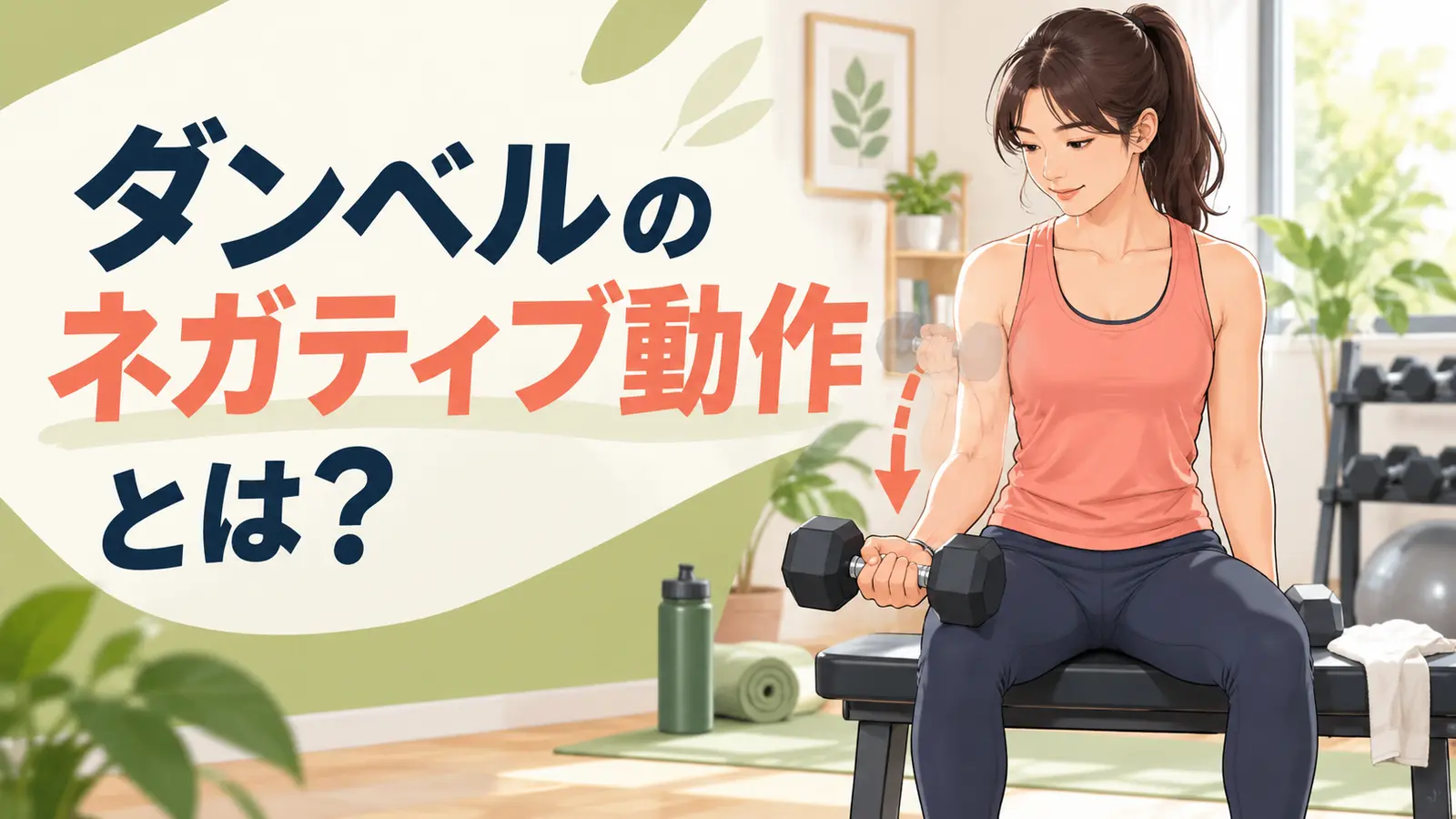 ダンベルのネガティブ動作とは？下ろす速度とフォームのコツを解説するアイキャッチ