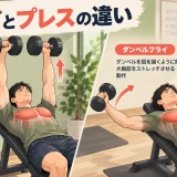 ダンベルフライとプレスを比較するアイキャッチ