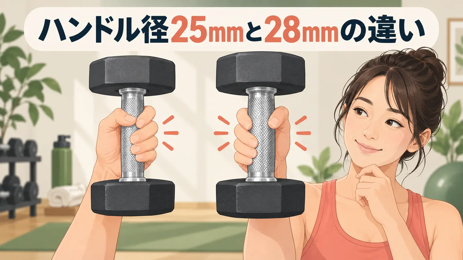 ダンベルのハンドル径の選び方を解説するアイキャッチ